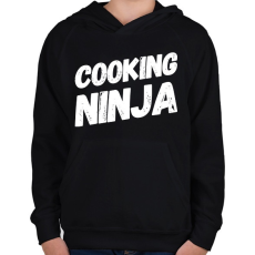 PRINTFASHION Cooking ninja - Gyerek kapucnis pulóver - Fekete