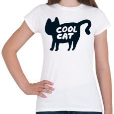 PRINTFASHION Cool Cat - Női póló - Fehér