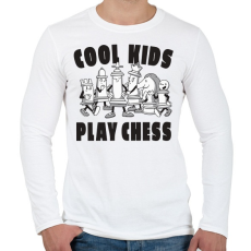 PRINTFASHION Cool kids play chess - sakk - Férfi hosszú ujjú póló - Fehér