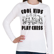 PRINTFASHION Cool kids play chess - sakk - Női hosszú ujjú póló - Fehér
