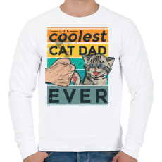 PRINTFASHION Coolest Cat Dad Ever - Férfi pulóver - Fehér