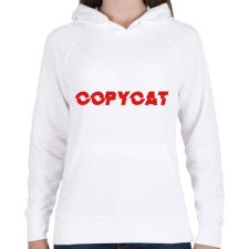 PRINTFASHION Copy cat - Női kapucnis pulóver - Fehér női pulóver, kardigán