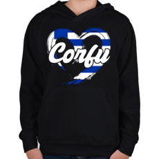 PRINTFASHION Corfu - Gyerek kapucnis pulóver - Fekete