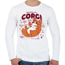 PRINTFASHION Corgi anatómia - Férfi hosszú ujjú póló - Fehér férfi póló