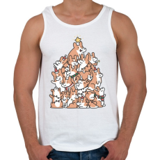 PRINTFASHION Corgi karácsonyfa - Férfi atléta - Fehér