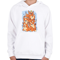 PRINTFASHION Corgi kupac - Gyerek kapucnis pulóver - Fehér