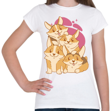 PRINTFASHION Corgi kutyák - Női póló - Fehér