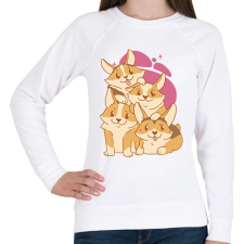 PRINTFASHION Corgi kutyák - Női pulóver - Fehér női pulóver, kardigán