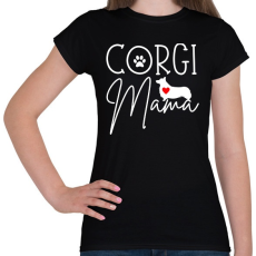 PRINTFASHION Corgi mama - Női póló - Fekete