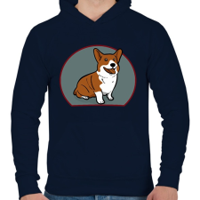 PRINTFASHION Corgi mindenek felett - Férfi kapucnis pulóver - Sötétkék férfi pulóver, kardigán