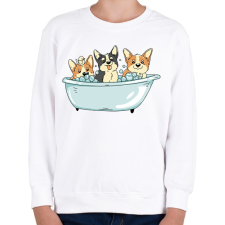 PRINTFASHION Corgik a kádban - Gyerek pulóver - Fehér gyerek pulóver, kardigán