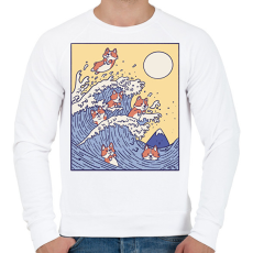 PRINTFASHION Corgik - Férfi pulóver - Fehér