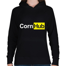 PRINTFASHION CornHub - Női kapucnis pulóver - Fekete