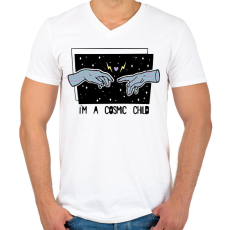 PRINTFASHION Cosmic child - Férfi V-nyakú póló - Fehér
