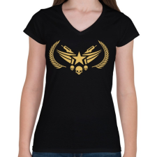 PRINTFASHION Counter Strike: Global Offensive Nova Rank - Női V-nyakú póló - Fekete női póló