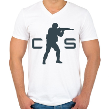 PRINTFASHION Counter Strike Logo - Férfi V-nyakú póló - Fehér férfi póló