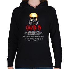 PRINTFASHION COVID 19 PANDEMIC - Női kapucnis pulóver - Fekete női pulóver, kardigán