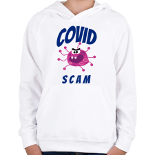 PRINTFASHION Covid Scam - Gyerek kapucnis pulóver - Fehér gyerek pulóver, kardigán