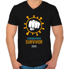 PRINTFASHION Covid Survivor - Férfi V-nyakú póló - Fekete férfi póló