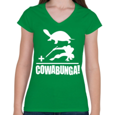 PRINTFASHION Cowabunga 1 - Női V-nyakú póló - Zöld