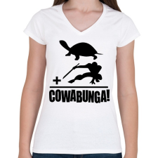 PRINTFASHION Cowabunga 2 - Női V-nyakú póló - Fehér női póló