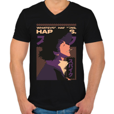 PRINTFASHION Cowboy Bebop - Férfi V-nyakú póló - Fekete
