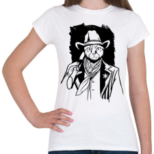 PRINTFASHION Cowboy macska - Női póló - Fehér női póló