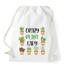 PRINTFASHION Crazy plant lady - Fekete - Sportzsák, Tornazsák - Fehér tornazsák
