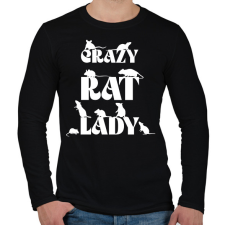 PRINTFASHION Crazy Rat Lady - Férfi hosszú ujjú póló - Fekete férfi póló