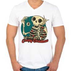 PRINTFASHION Creepy Christmas - Férfi V-nyakú póló - Fehér