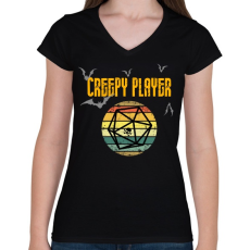 PRINTFASHION Creepy player - Női V-nyakú póló - Fekete