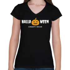 PRINTFASHION CREEPY WEAR 1 - Női V-nyakú póló - Fekete női póló