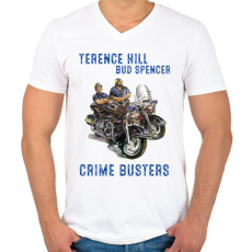 PRINTFASHION crime busters - Férfi V-nyakú póló - Fehér