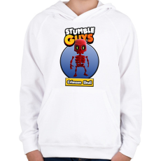 PRINTFASHION Crimson Skull - Gyerek kapucnis pulóver - Fehér