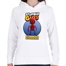 PRINTFASHION Crimson Skull - Női kapucnis pulóver - Fehér női pulóver, kardigán