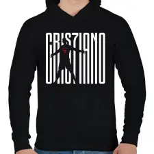 PRINTFASHION Cristiano Ronaldo - Férfi kapucnis pulóver - Fekete férfi pulóver, kardigán