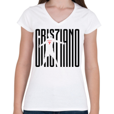 PRINTFASHION Cristiano Ronaldo - Női V-nyakú póló - Fehér