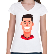 PRINTFASHION Cristiano Ronaldo - Női V-nyakú póló - Fehér