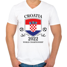 PRINTFASHION Croatia 2022 - Férfi V-nyakú póló - Fehér férfi póló