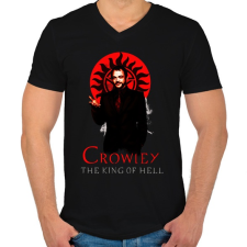 PRINTFASHION CROWLEY-KING OF HELL - Férfi V-nyakú póló - Fekete férfi póló