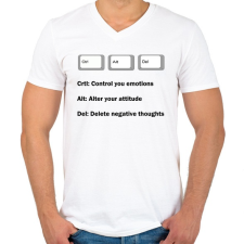 PRINTFASHION Crtl + Alt + Delete - Férfi V-nyakú póló - Fehér férfi póló