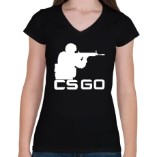 PRINTFASHION CS:GO - Női V-nyakú póló - Fekete