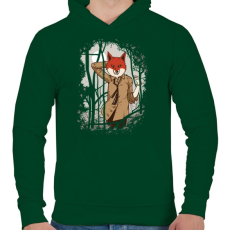 PRINTFASHION Csábító róka - Férfi kapucnis pulóver - Sötétzöld
