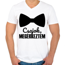 PRINTFASHION Csajok megérkeztem - Férfi V-nyakú póló - Fehér