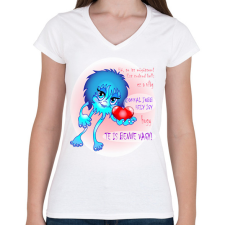 PRINTFASHION Csajozós póló - Női V-nyakú póló - Fehér női póló