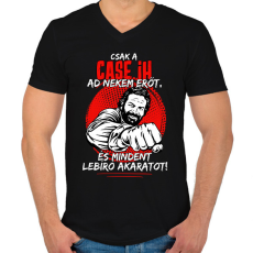 PRINTFASHION Csak a case ih ad nekem erőt - Férfi V-nyakú póló - Fekete