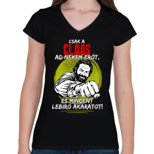 PRINTFASHION Csak a claas ad nekem erőt - Női V-nyakú póló - Fekete női póló