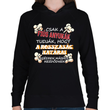 PRINTFASHION Csak a fiús anyukák tudják... - Női kapucnis pulóver - Fekete női pulóver, kardigán