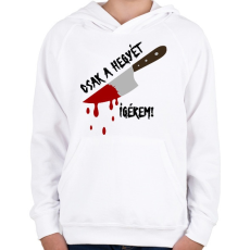 PRINTFASHION Csak a hegyét! - Gyerek kapucnis pulóver - Fehér