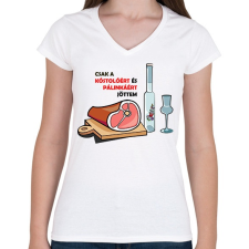 PRINTFASHION Csak a kóstolóért.. - Női V-nyakú póló - Fehér női póló